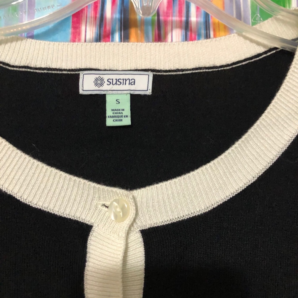 New- Susina black & cream button down cardigan - Picture 7 of 7